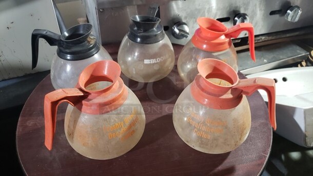 Lot of 5 Glass Coffee Decanters - Image 1 of 1