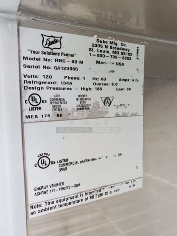Duke RBC-60M Commercial Worktop Refrigerator (Dent on one side), 120V, 60WX30DX36H - Image 4 of 6