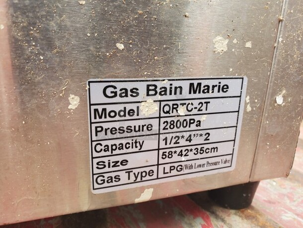 2 Pan Commercial Propane LP Gas Food Warmer Propane Gas Bain Marie Buffet Food Warmer with Regulator Canteen Buffet Gas Steam Table - Image 8 of 8