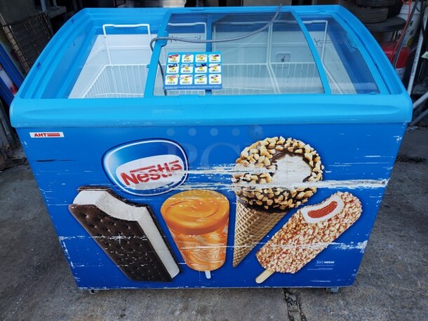 AHT RIO S 100 F Sliding Glass Top 2 Door Ice Cream Merchandiser|38"X26"X35"|Tested & Working! - Image 2 of 9