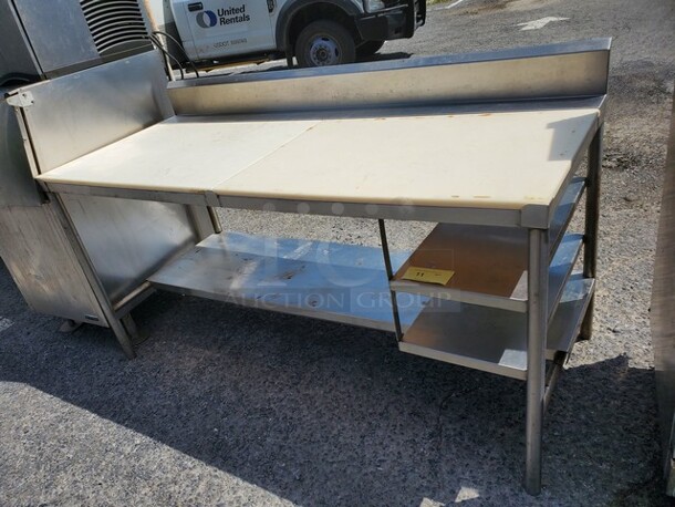 72" Poly Top Stainless Steel Worktable W/ Undershelf  - Image 2 of 7