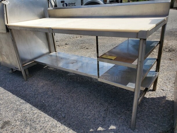 72" Poly Top Stainless Steel Worktable W/ Undershelf  - Image 3 of 7