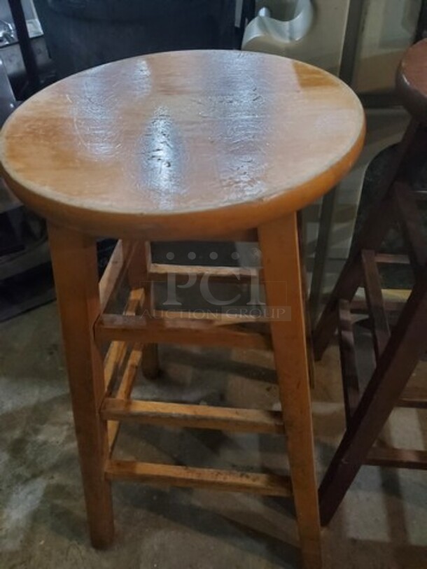 ALL ONE MONEY Lot of 2 Wood Barstool Indoor - Image 3 of 3