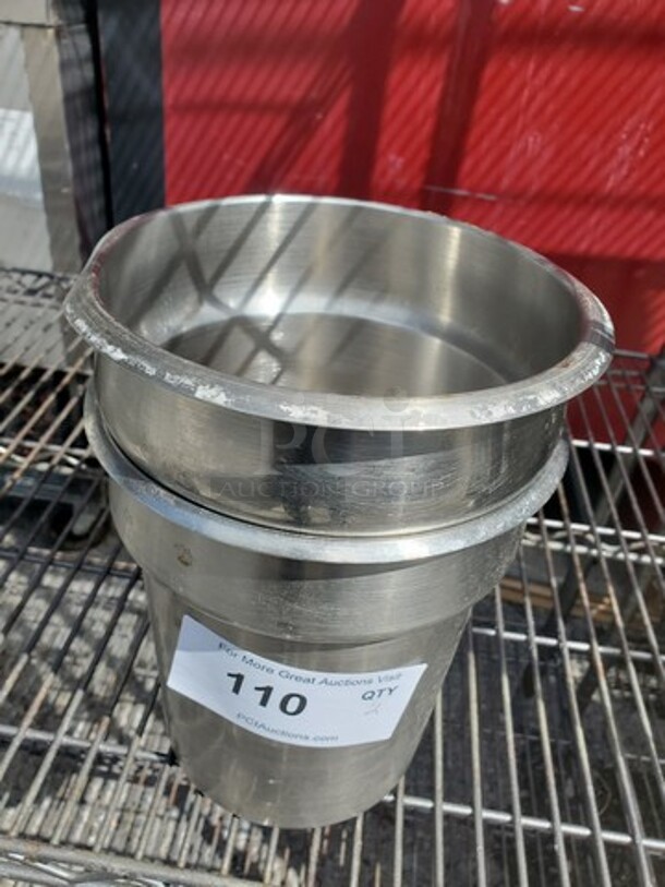 Lot of 2 Stainless Steel Round Insets *without lids* - Image 1 of 2