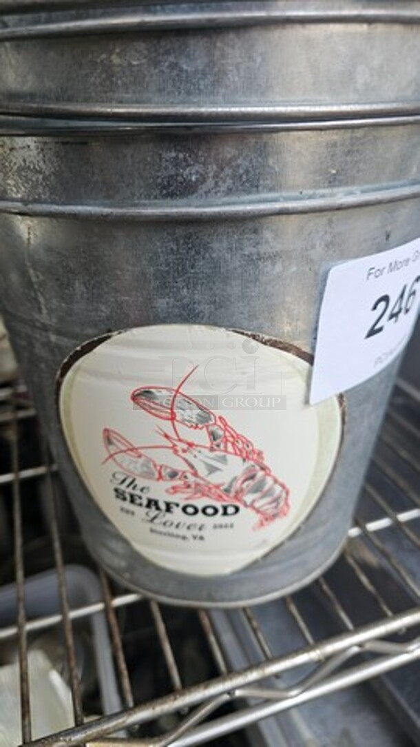 Lot of 6 Round Serving Pails - Image 1 of 3