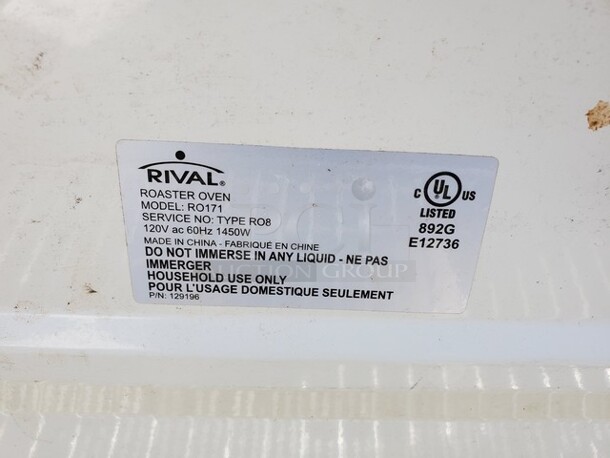 Rival Roaster Oven. No Lid - Image 2 of 2