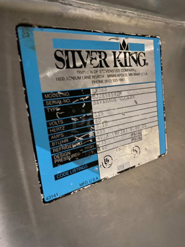 Silver King Commercial Countertop Refrigerated Beverage Dispenser! Stainless Steel Body! Model: SK3RS SN: SJJE56592M 115V 60HZ - Image 8 of 9