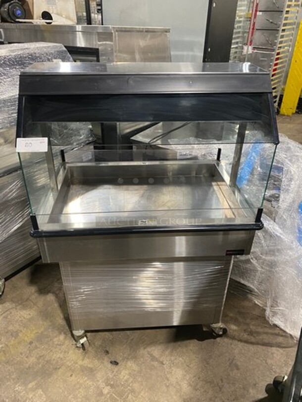 WOW! Royston Commercial Electric Powered Heated Food Display Case Merchandiser! With Sneeze Guard! All Stainless Steel! On Casters! Model: HIMHH1SS362555 120V 60HZ 1 Phase