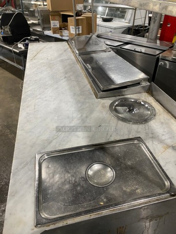 Commercial Refrigerated Pizza Prep Table! With Marble Top! With Overhead Shelf! With 4 Door Underneath Storage Space! All Stainless Steel! - Image 5 of 10