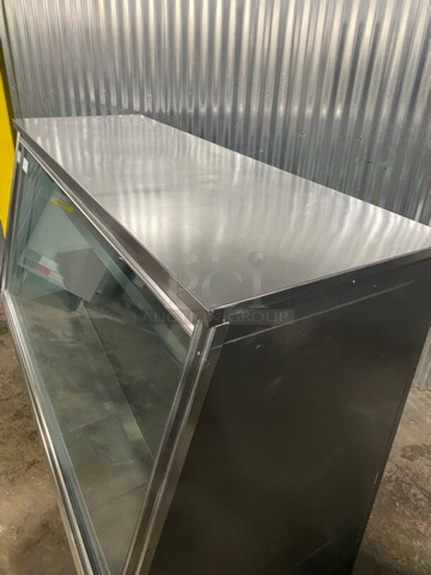 Leader Commercial Refrigerated Merchandiser With Slanted Front Glass! With Sliding Rear Access Doors! All Stainless Steel Body!  - Image 9 of 9