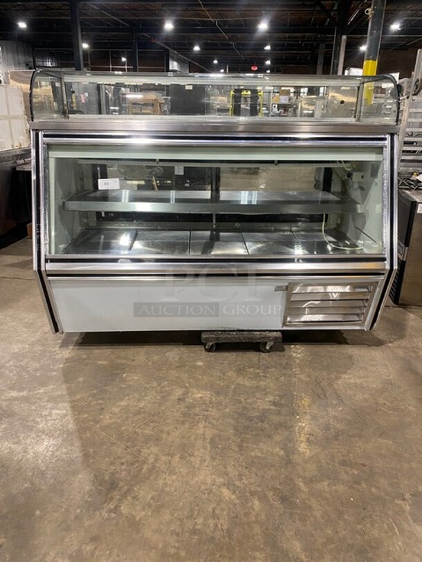 AWESOME! Leader 7/11 Style Commercial Refrigerated Slanted Glass Meat Deli Display Case! With Additional Top Display! With Rear Access Sliding Doors! With Stainless Steel Shelves! 115V 1 Phase! Model: SDL72 S/C SN: PU07s0711! - Image 1 of 9
