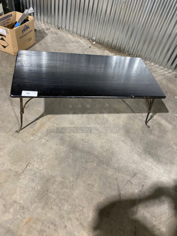 Black Coated Wooden Top Coffee Table! With Metal Base!