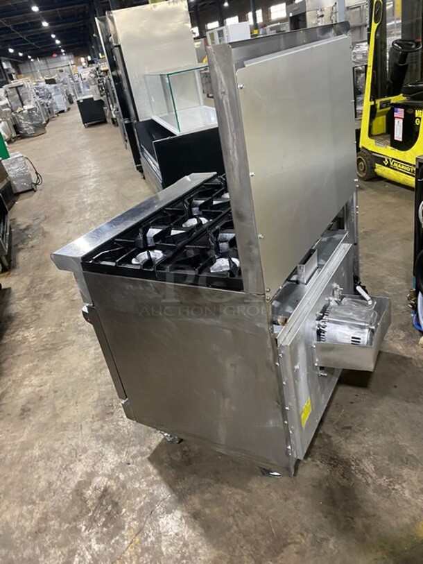 American Range Commercial Natural Gas Powered 6 Burner Stove! With Backsplash! With Full Size Oven Underneath! All Stainless Steel! On Casters! - Image 3 of 10