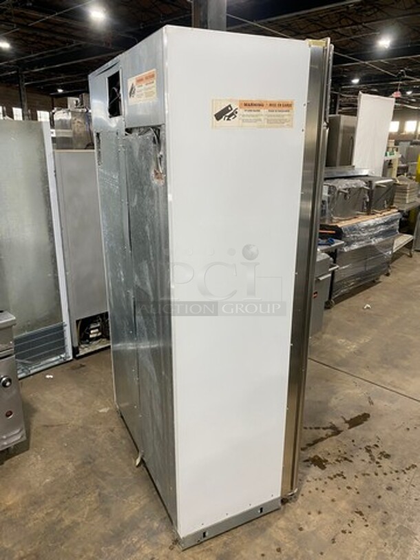 Monogram Upright Half Cooler Half Freezer Combo Unit! With Ice And Water Dispenser! With Poly Coated Racks And Shelves! Stainless Steel! - Image 2 of 10