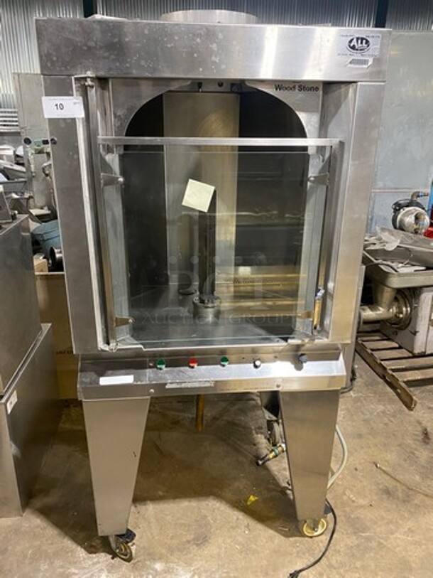 FAB! Woodstone Commercial Natural Gas Powered Vertical Rotisserie Machine! All Stainless Steel! On Casters! Model: WSGVR10NG SN: 0092