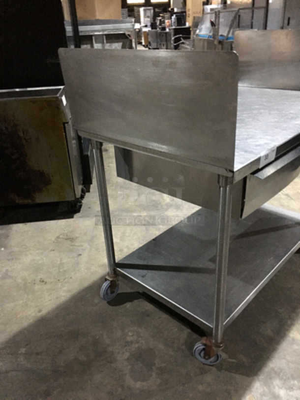 WOW! All Stainless Steel Work Top/Prep Top Table! With 1 Drawer! With Storage Underneath! With Back And Side Splashes! On Casters! - Image 2 of 8