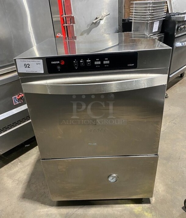 Fagor Commercial Undercounter Dishwasher! All Stainless Steel! MODEL CO502WBDD SN:8101702026 208-240V 1PH