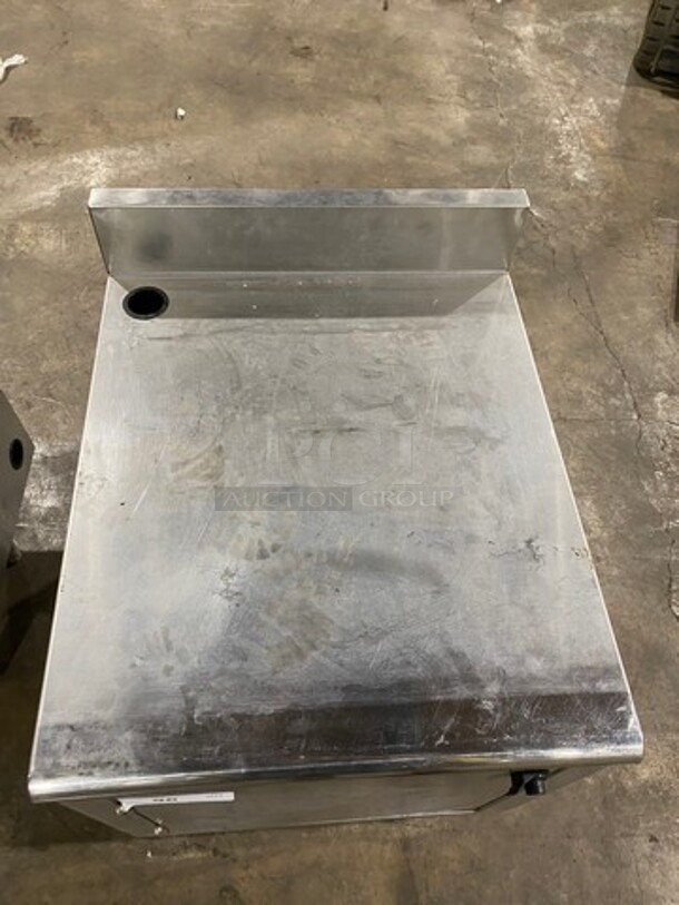 Custom Made Commercial Equipment Cabinet Stand! With Back Splash! With Single Door Storage Space Underneath! All Stainless Steel! On Legs! - Image 5 of 7