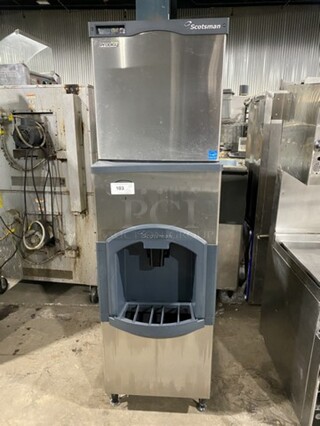 Scotsman Prodigy Hotel Series Air Cooled Ice Machine On Sctosman Ice Dispenser Bin! Model CO322MA-1A Serial 08091320012692! 115V 1 Phase! 