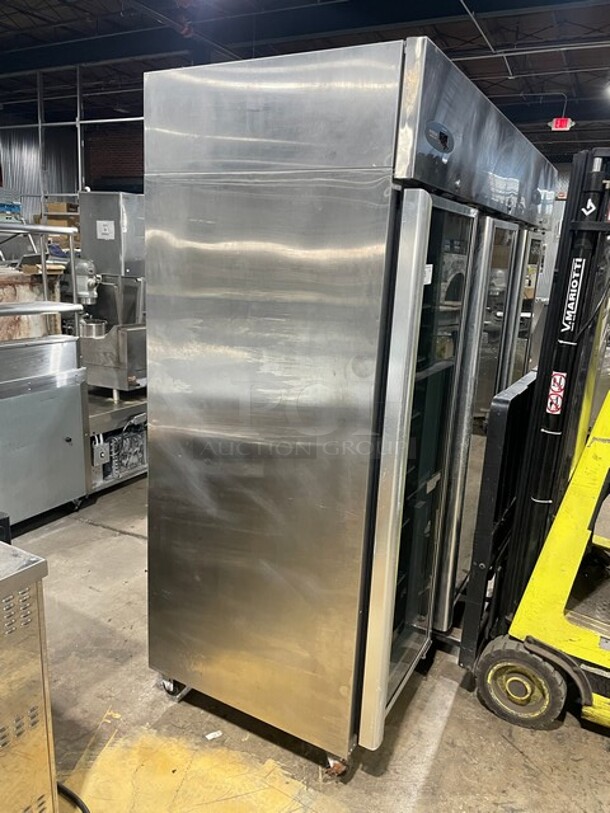 Hoshizaki Commercial 3 Door Reach In Refrigerator Merchandiser! All Stainless Steel! With Poly Coated Shelves! On Casters! 115V 1 Phase! Model: CR3S-FGYCR SN: F60047C! - Image 2 of 11