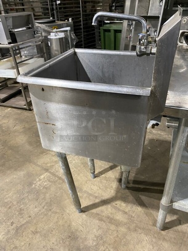 L&J Commercial Single Compartment Sink! With Faucet! All Stainless Steel! On Legs! - Image 3 of 8