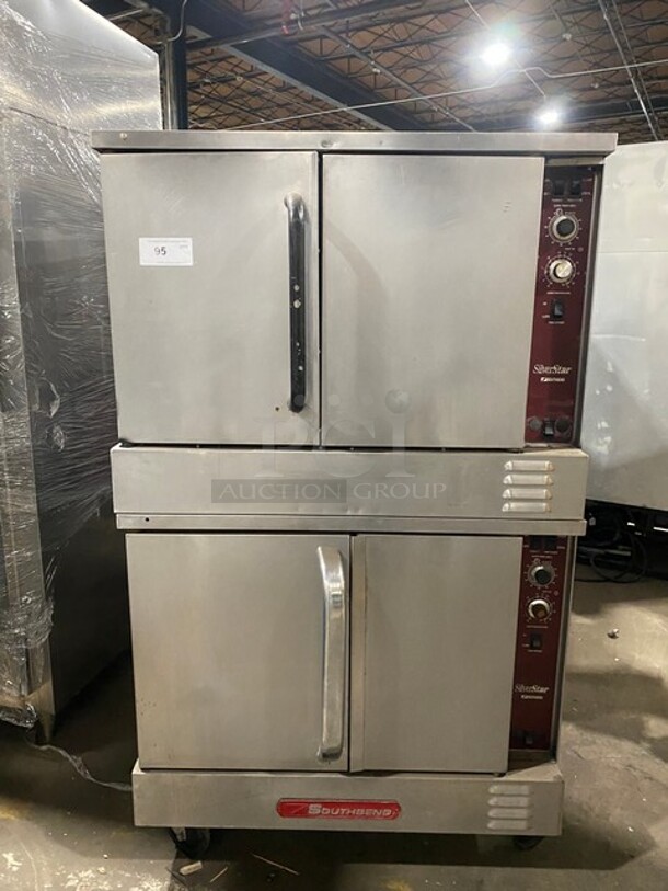  Southbend Commercial Natural Gas Powered Double Deck Convection Oven! With Solid Doors! Metal Oven Racks! All Stainless Steel! On Casters! Silver Star Edition! 2x Your Bid Makes One Unit!