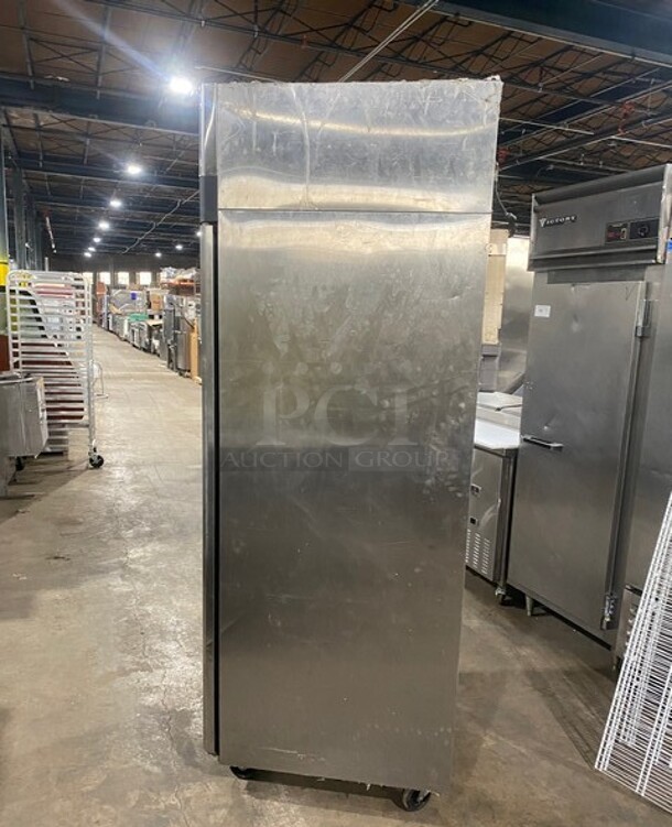 Turbo Air Commercial Single Door Reach In Refrigerator! With Poly Coated Racks! All Stainless Steel! On Casters! Model: M3R241 115V  - Image 4 of 9