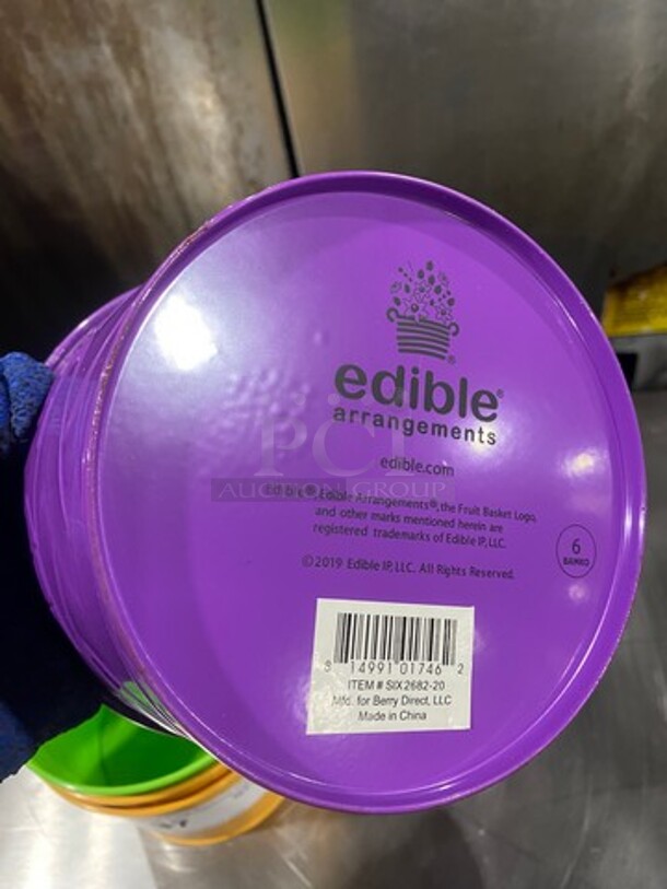 ALL ONE MONEY! Edible Arrangements Round Metal Multi-Purpose Containers! Good For Decor/ Arrangements! - Image 4 of 4