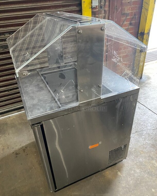 Turbo Air Commercial Refrigerated Salad Bar Island! Single Door Underneath Storage Space! All Stainless Steel! On Casters! Model: MST28N711S SN: H2KMS29G80757 - Image 3 of 8