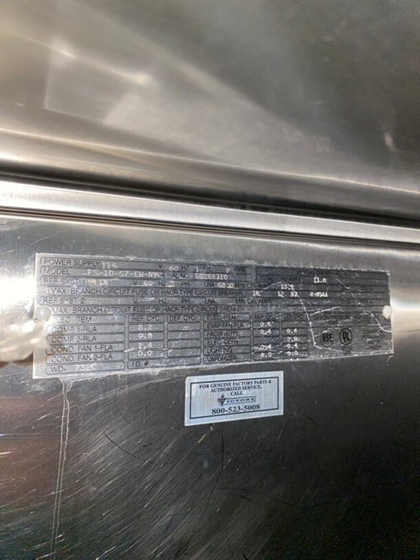 Victory Commercial Single Door Reach In Freezer! All Stainless Steel! On Legs! Model: FS1DS7EW SN: E0268310! 115V 60HZ 1 Phase! - Image 7 of 8