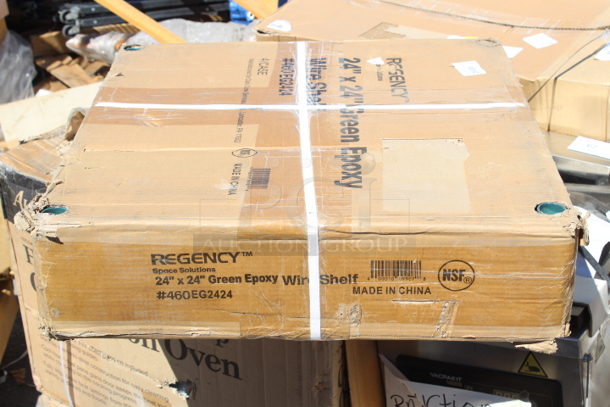 BRAND NEW SCRATCH & DENT! Regency 24" x 24" NSF Green Epoxy Wire Shelf. IN BOX!! 4 In Total.  - Image 4 of 5