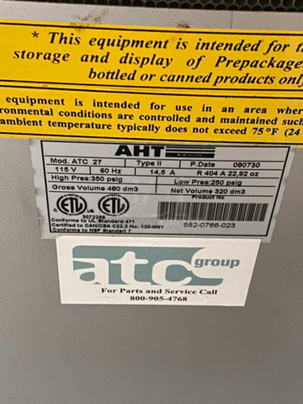 NICE! AHT Commercial Refrigerated Open Grab-N-Go Merchandiser! With Metal Shelves! Model: ATC27 SN: 5820766023 115V 60 1 Phase - Image 6 of 8