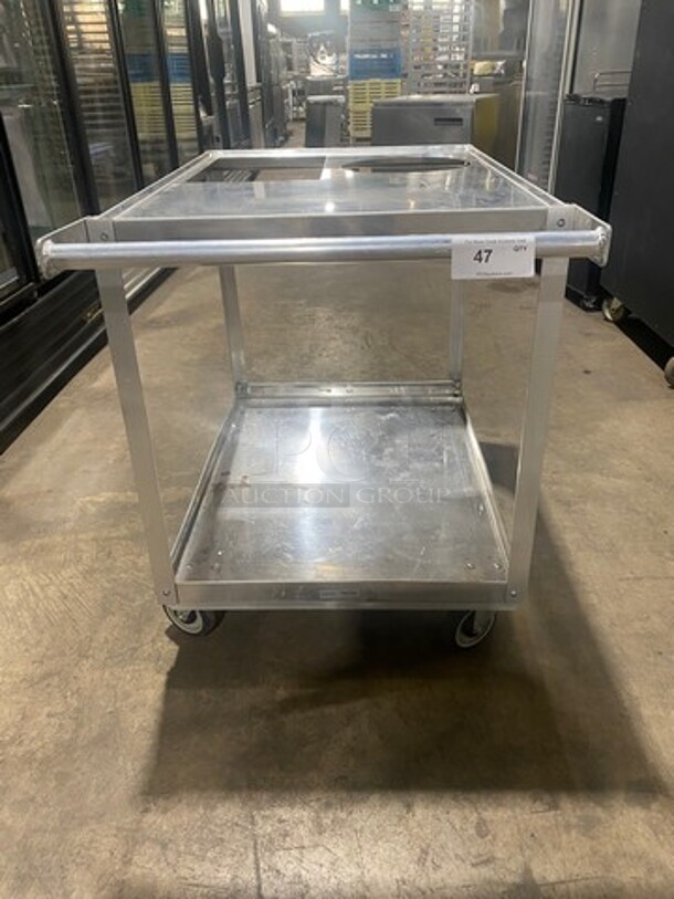 Win Holt Commercial Food Service Cart! With Storage Space Underneath! All Stainless Steel! On Casters!