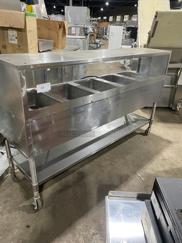 Eagle Commercial Electric Powered 5 Well Steam Table! With Storage Space Underneath! All Stainless Steel! On Casters! Model: YSPHT5 SN: 2008990234 208V 60HZ 1 Phase