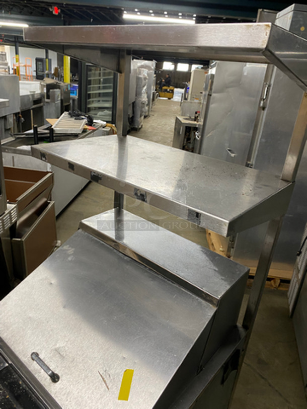 Leader Commercial Refrigerated Sandwich Prep Table! Single Door Storage Space Underneath! With 2 Overhead Shelf Space! All Stainless Steel! On Casters! NOT TESTED! - Image 9 of 10