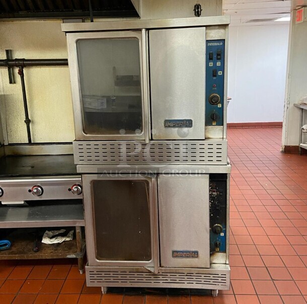 2 Imperial Stainless Steel Commercial Natural Gas Powered Full Size Convection Ovens w/ View Through Door, Solid Door and Metal Racks. Picture of Oven Before Removal Included In Listing. 2 Times Your Bid! - Image 12 of 12