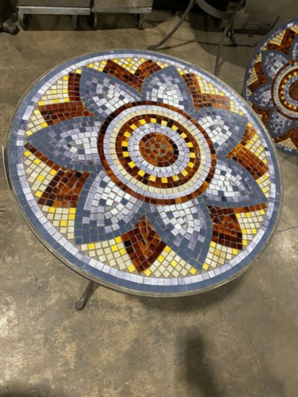 BEAUTIFUL! Style Well Multi Color, Flower Pattern Round Dining Table! With Metal Base! 2x Your Bid! - Image 2 of 5