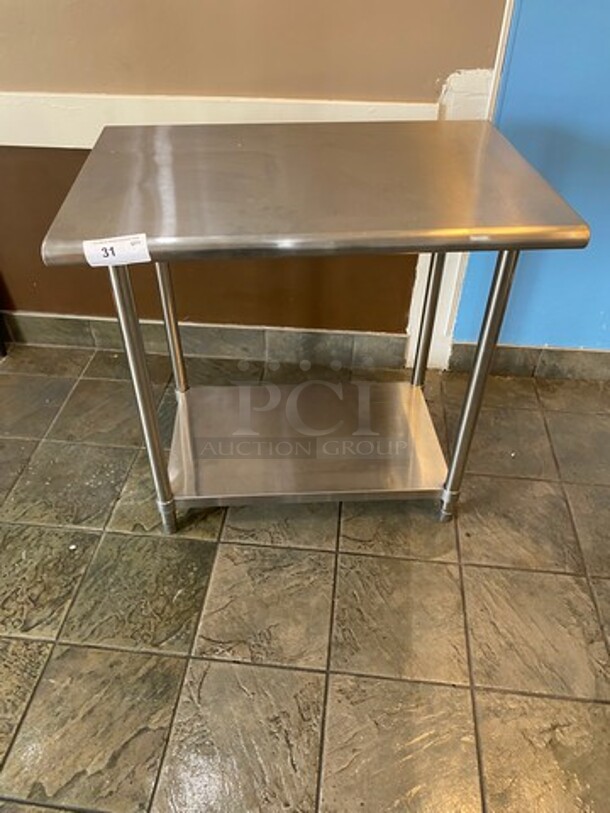 Solid Stainless Steel Work Top/ Prep Table! With Storage Space Underneath! On Legs! - Image 1 of 7