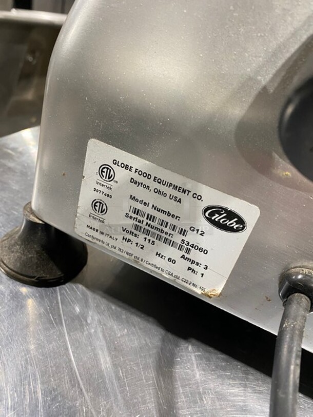 Globe Commercial Countertop Deli/ Meat Slicer! All Stainless Steel! Model: G12 SN: 534060 115V 60HZ 1 Phase - Image 7 of 8