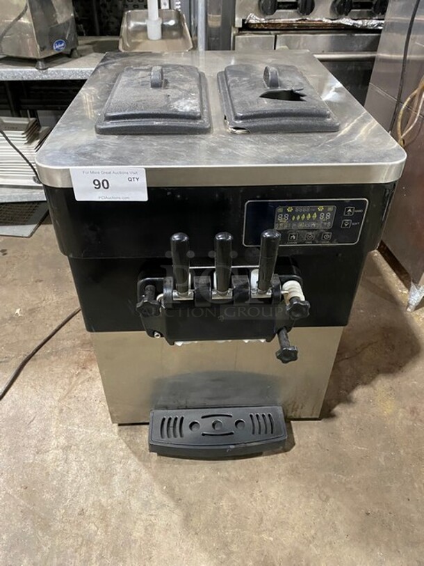All Stainless Steel 3 Handle Electric  Counter Top Ice cream Machine! MODEL YKF826T 110V  - Image 2 of 11