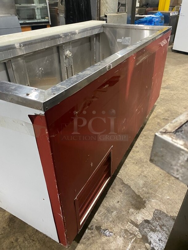 Leader Commercial Refrigerated Sandwich/Salad Prep Table! With 2 Door Underneath Storage Space Underneath! With Commercial Cutting Board! All Stainless Steel! Model LB84SC Serial PT031776! 115V 1Phase! On Casters! - Image 4 of 6