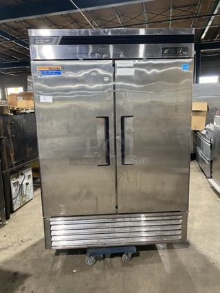 Turbo Air Stainless Steel Commercial 2 Door Reach In Cooler! With Racks! MODEL TSR-49SD SN: DR49807045 110-120V 1PH!
