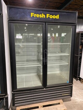 True 2 Door Reach In Cooler Merchandiser! With View Through Doors! With Poly Coated Racks! Model: GDM49 SN:7443316 115V 1PH