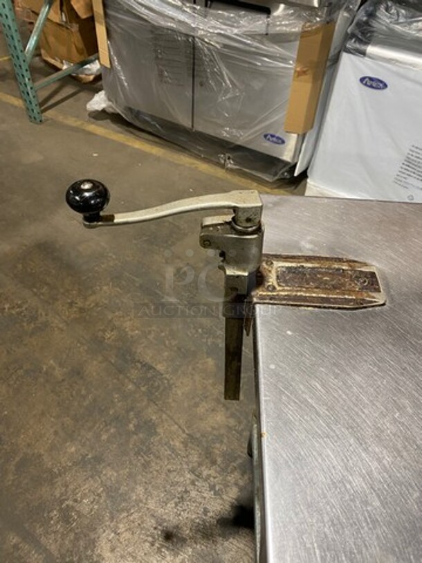 Solid Stainless Steel Work Top/ Prep Table! With Mounted Can Opener! With Storage Space Underneath! On Legs! - Image 8 of 9