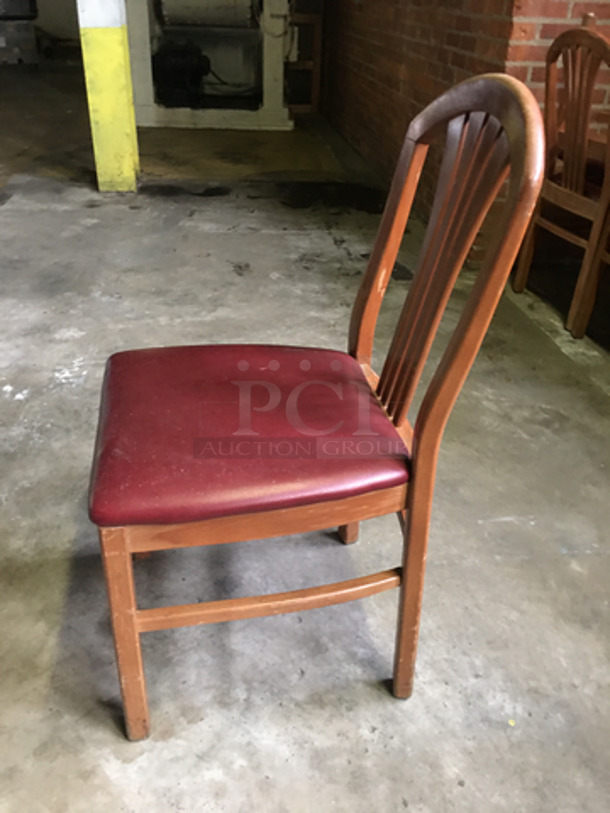 Red Cushioned Square Chairs! With Wooden Body! 4x Your Bid!  - Image 4 of 8