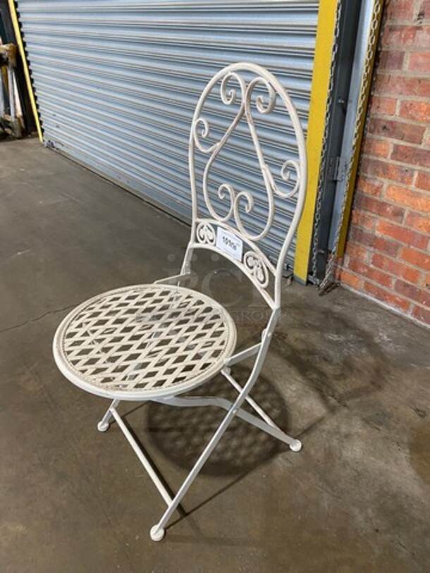 White Metal Foldable Patio Chairs! 10x Your Bid! - Image 2 of 5