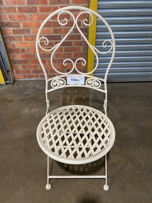 White Metal Foldable Patio Chairs! 11x Your Bid! - Image 1 of 5