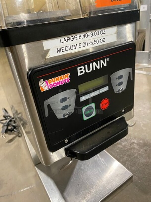 Bunn Commercial Countertop Dual Coffee Bean Grinder Machine! Stainless Steel Body! Model: MHG SN: MHG0012265 120V 60HZ 1 Phase - Image 6 of 9