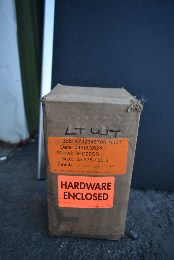 BRAND NEW SCRATCH AND DENT! Stainless Steel Swinging Kitchen Door w/ Hardware.  - Image 3 of 8