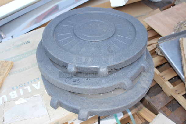 BRAND NEW SCRATCH & DENT! Round Locking Trash Can Covers. 3x Your Bid - Image 2 of 2